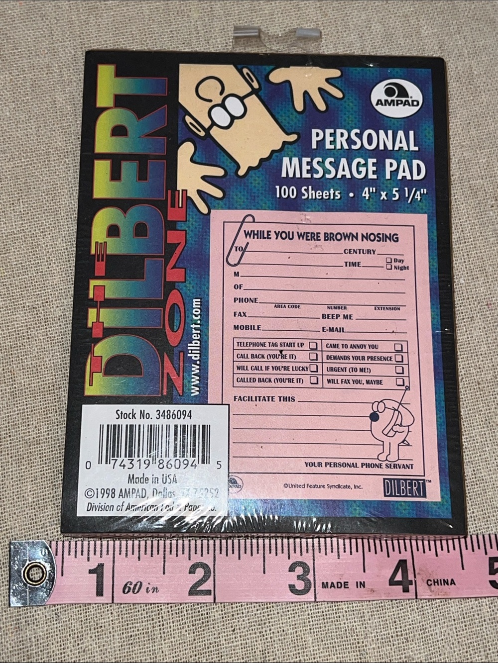 Vintage 1998 Dilbert Zone Personal Message Pad Ampad Sealed Retro Deadstock